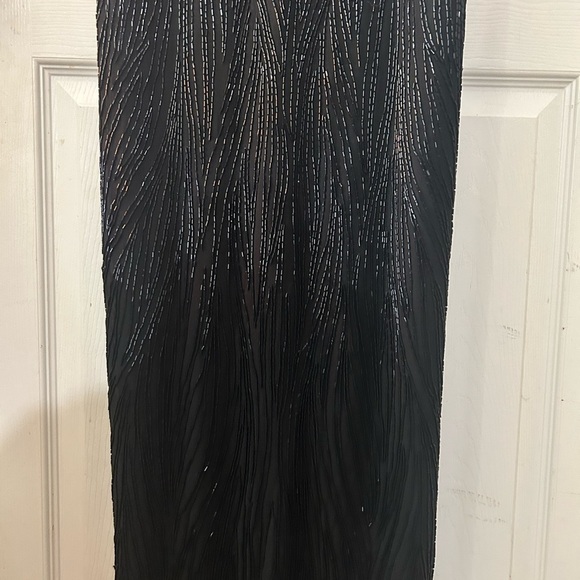 Naeem Khan Riazee Nights 80s X Open Back Slit Leg Pure Silk Long Sleeve Gown VTG - Picture 12 of 16